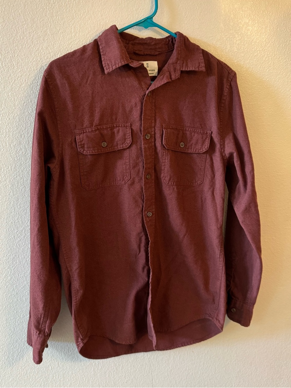 Men's Casual Button-Up Shirt in Deep Maroon